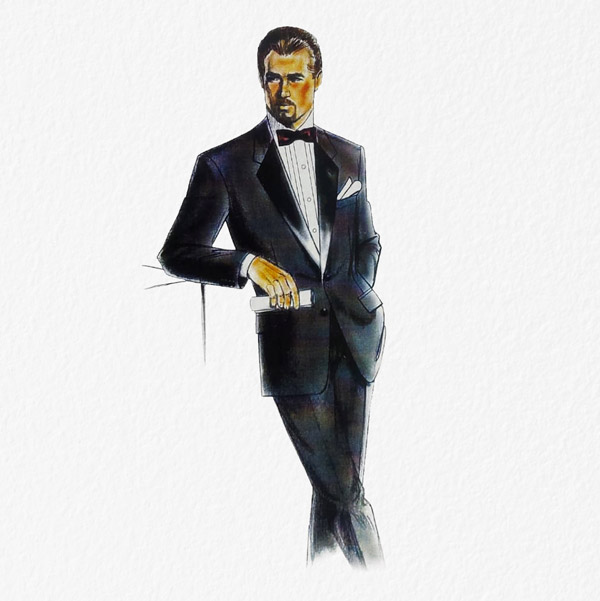 sketch of man wearing tuxedo